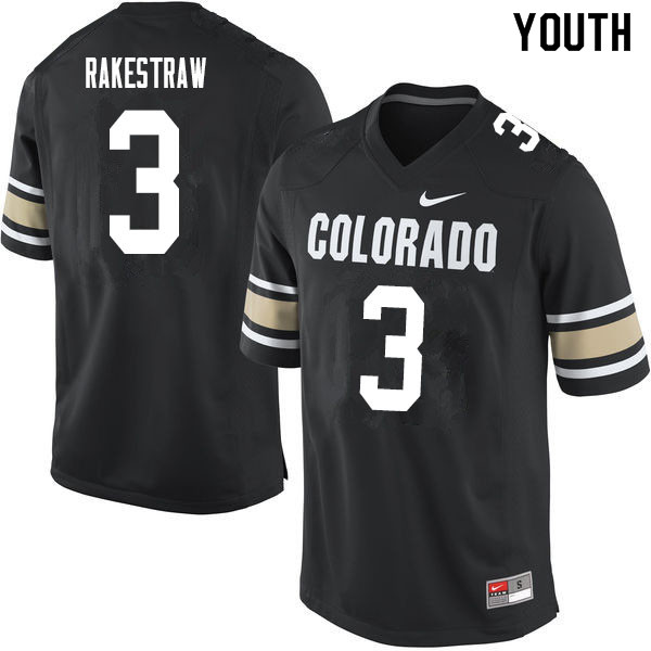 Youth #3 Derrion Rakestraw Colorado Buffaloes College Football Jerseys Sale-Home Black